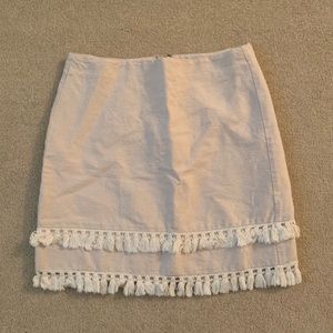 LOFT khaki tassel skirt